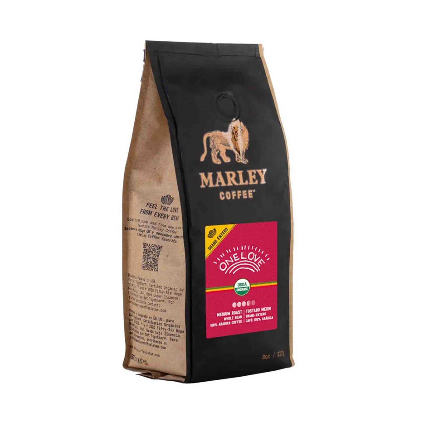 Café Marley Coffee One Love grano entero orgánico tostado ligero