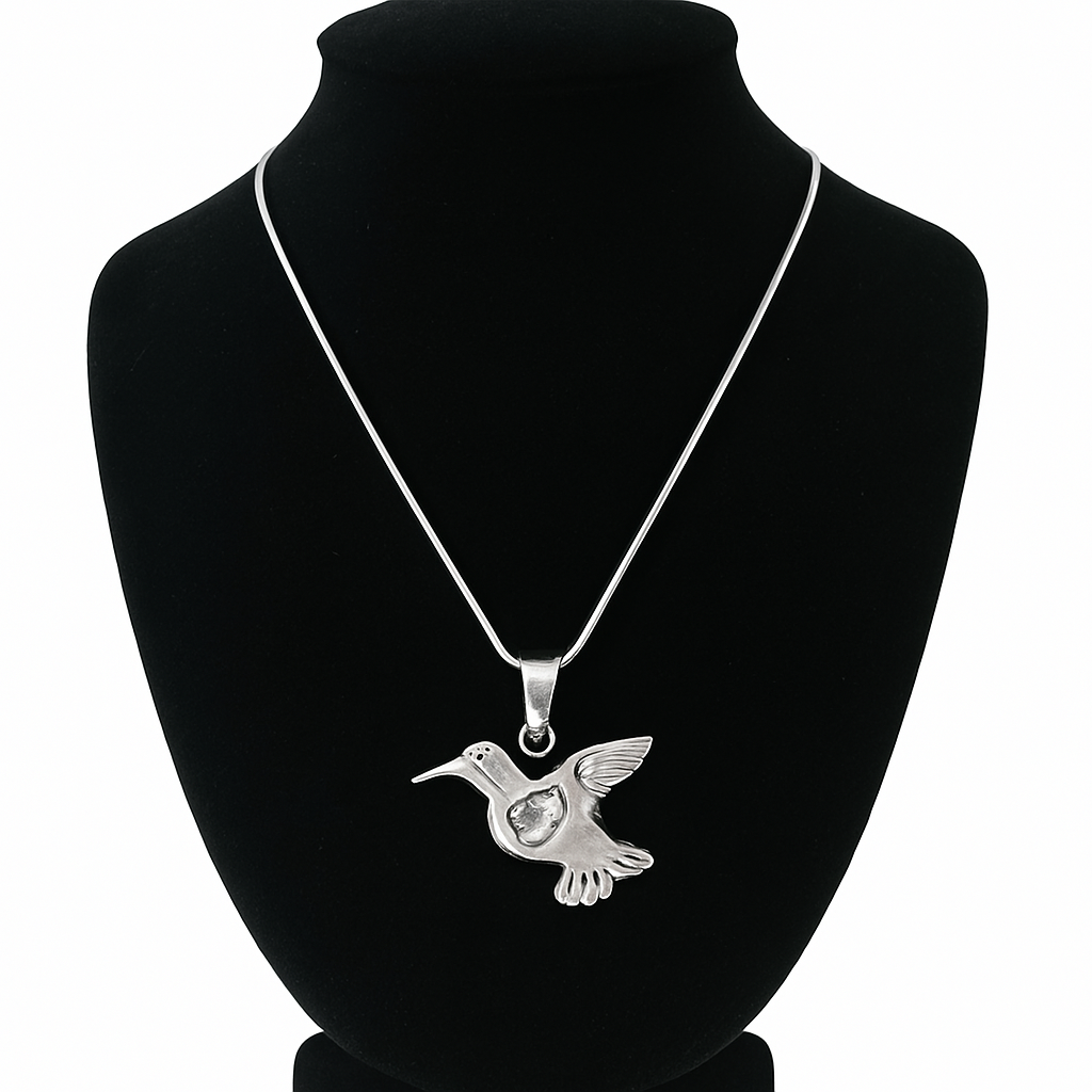 Cadena Colibrí con Cristal Corazón – Plata 925 IMAGEN FUTURA- Dermocosmetica_belleza_online
