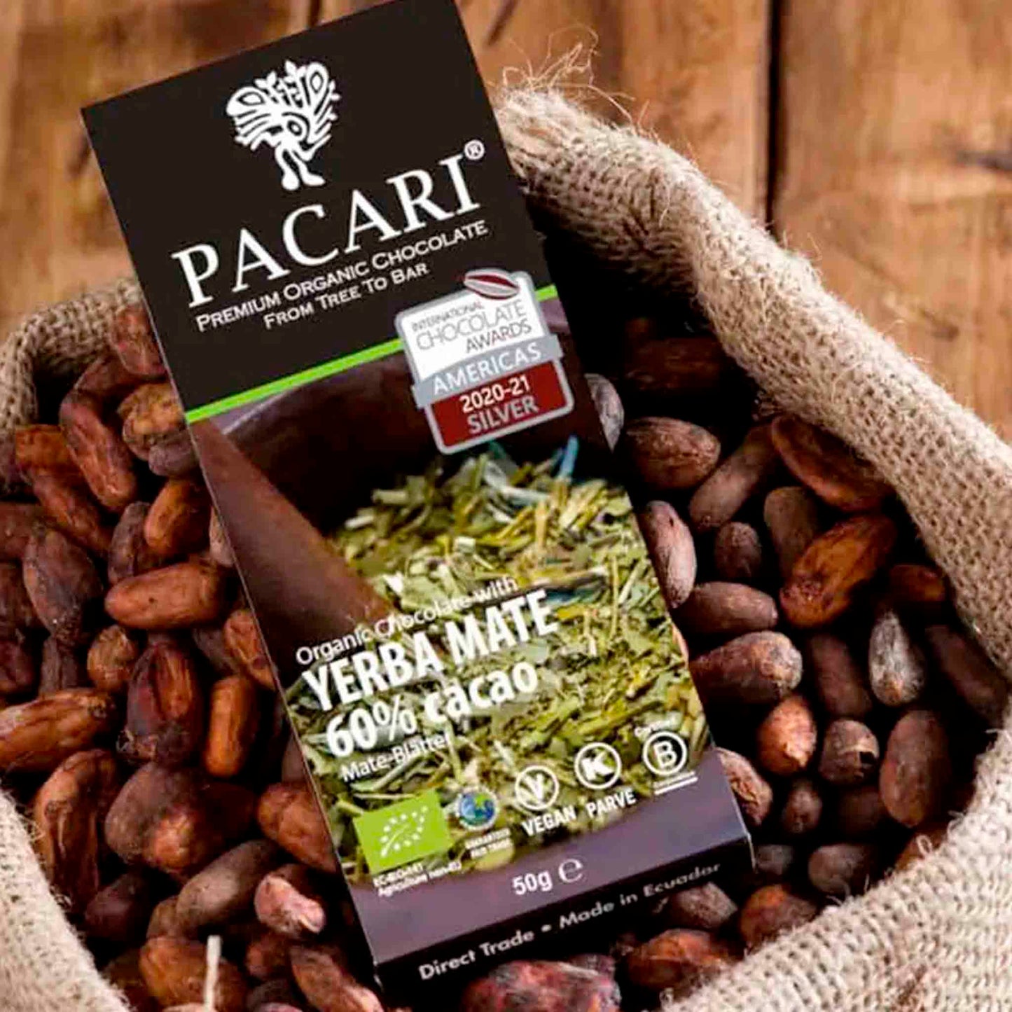 Chocolate Pacari 60 % Cacao con Yerba Mate 50 gr PACARI- Dermocosmetica_belleza_online