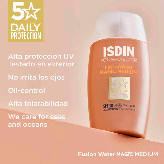 ISDIN Fusion Water Magic Color Medium SPF 50 – Filtro Solar Teñido 50 ml ISDIN- Dermocosmetica_belleza_online