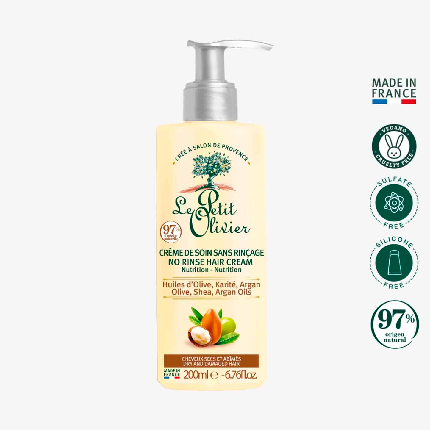 Le Petit Olivier Crema De Peinar Para Cabello Dañado 200 ml | Oliva, Karité y Argán