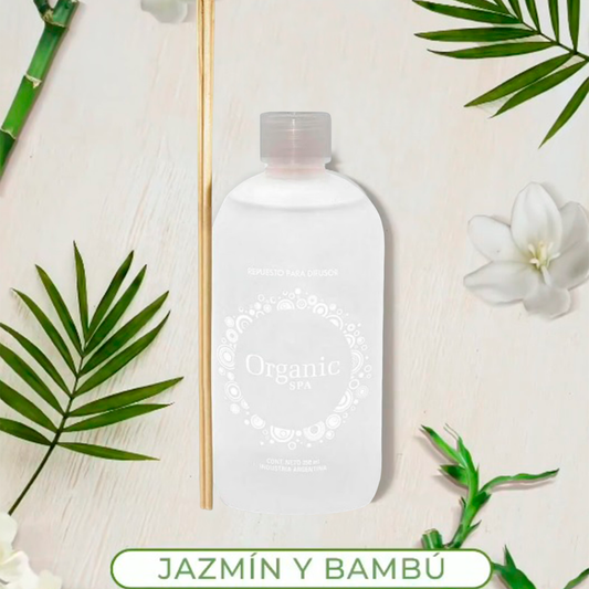 Repuesto Difusor De Aroma 350ml Organic Spa Jazmín Bambú ORGANIC SPA- Dermocosmetica_belleza_online