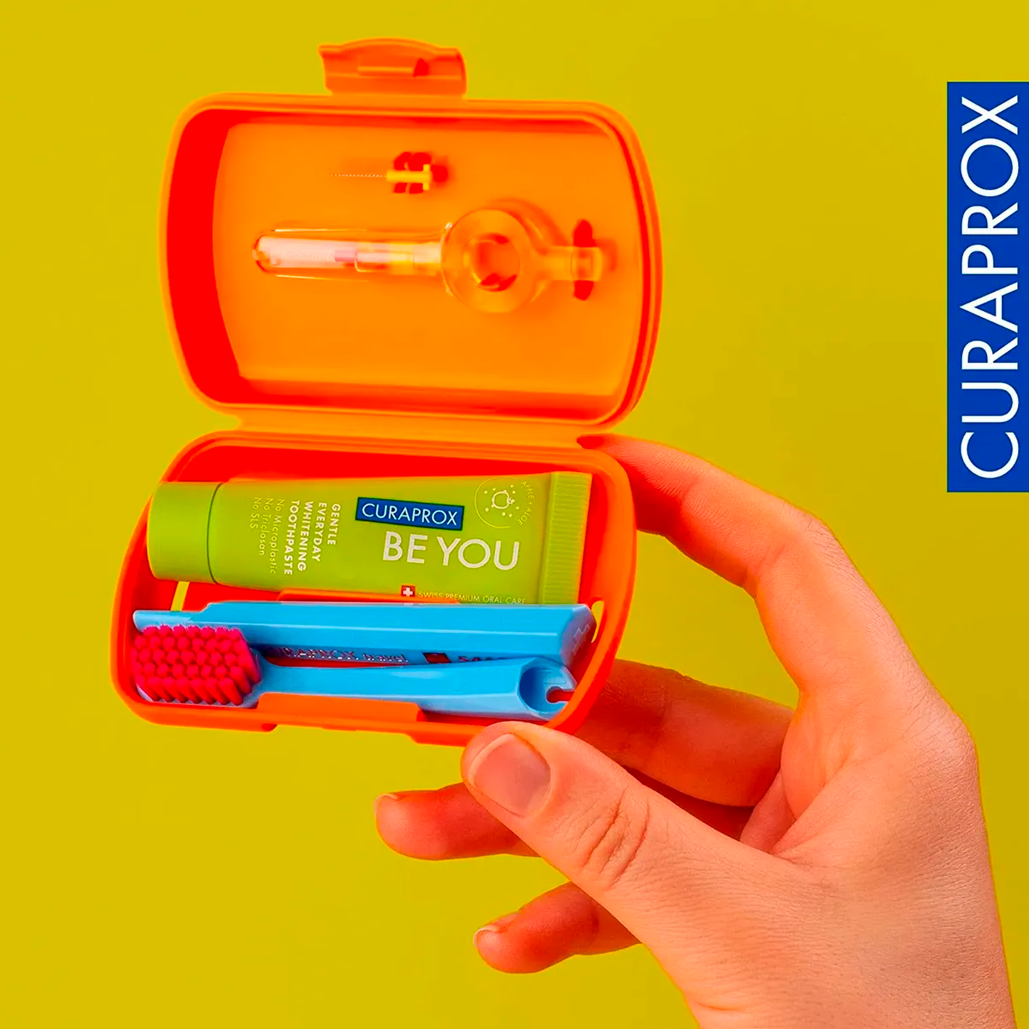 Set Dental De Viaje Curaprox Color Naranja