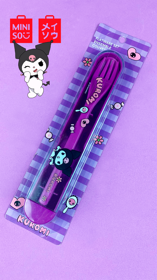 Set Cubiertos Kuromi Sanrio Miniso Con Estuche SANRIO- Dermocosmetica_belleza_online