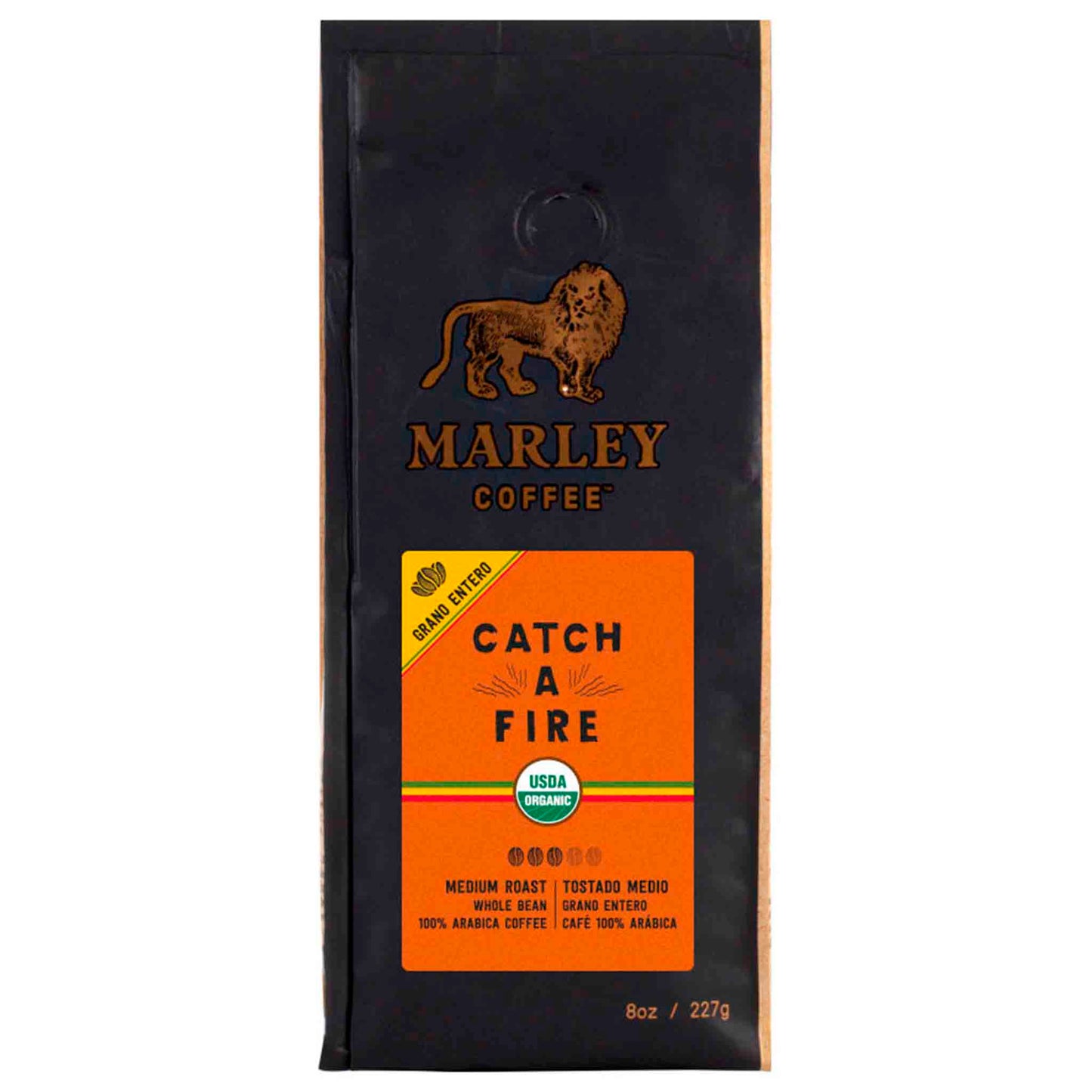 Marley Coffee Catch A Fire Grano Entero 227 g – Café Intenso con Personalidad Vibrante MARLEY- Dermocosmetica_belleza_online