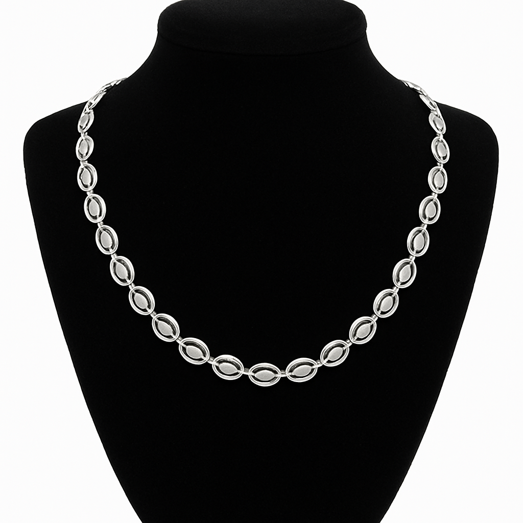 Collar de Plata 925 con Dijes Ovalados “Ovalada” – 46 cm, 9,25 g, 8 × 7 mm IMAGEN FUTURA- Dermocosmetica_belleza_online