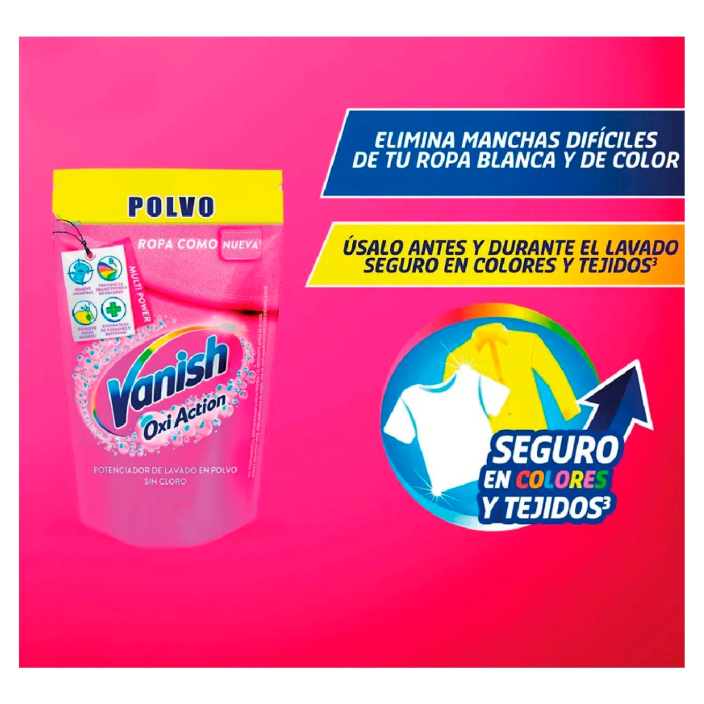 Quitamanchas en Polvo Vanish Oxi Action Ropa Color Refill 450gr