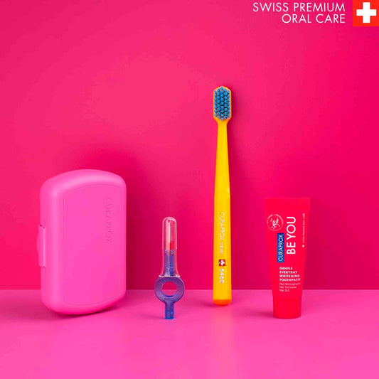 Set De Viaje Curaprox Travel Cepillo Dental + Pasta + Interdental Estuche