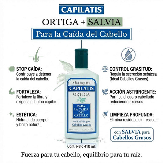 Shampoo Capilatis Caída Pelo Graso Ortiga Salvia
