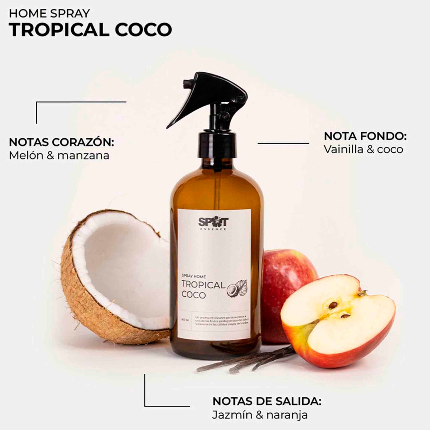 Aromatizador de Telas y Ambientes Spot Essence Tropical Coco 500ml Spray Home
