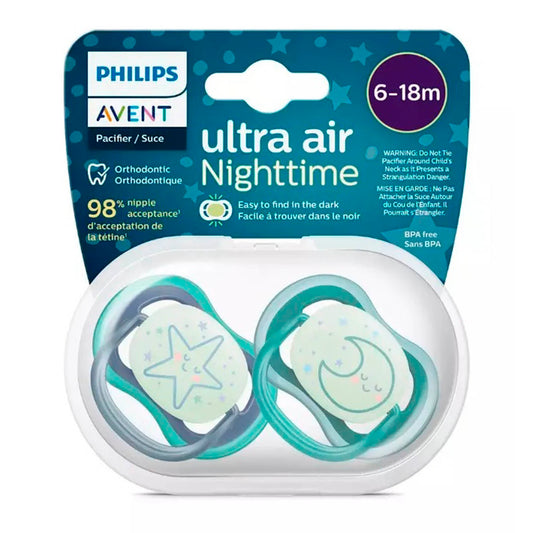 Chupete Avent Ultra Air Night 6-18 Meses SCF376/13 – Suave, ventilado y fácil de encontrar en la oscuridad Avent- Dermocosmetica_belleza_online