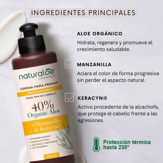 Crema de Peinar Naturaloe Reflejos Rubios 250 ml – Nutrición, Brillo y Control Natural NATURALOE- Dermocosmetica_belleza_online