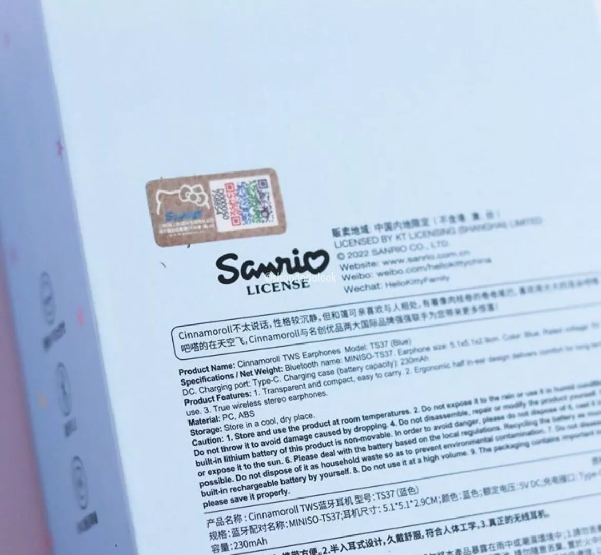 Audífonos Inalámbricos Sanrio Cinnamoroll Miniso TWS con Estuche – Bluetooth 5.3 y Cancelación de Ruido