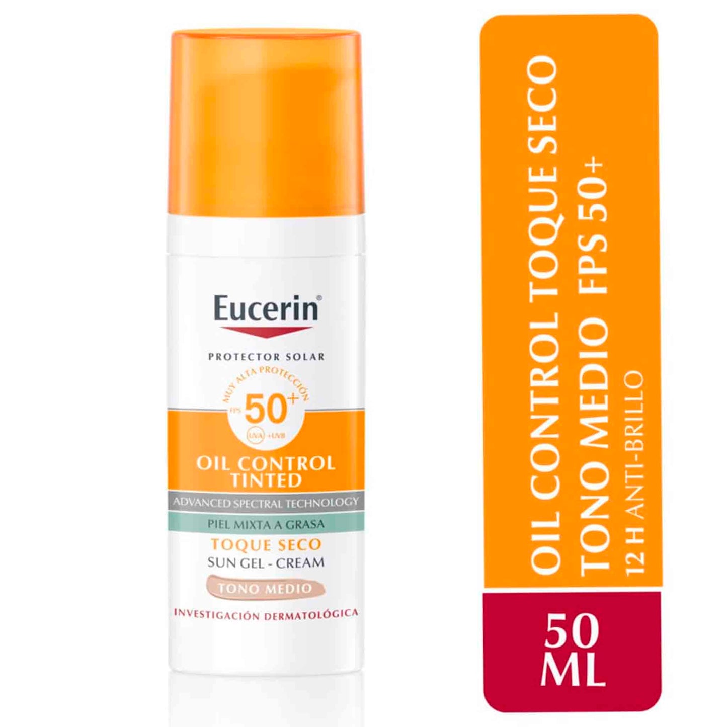 Eucerin Sun Gel-Creme Oil Control Tinted FPS 50+ 50 ml – Tono Medio