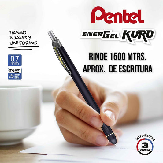 Lapiz Pentel Energel Kuro Bolígrafo De Gel Líquido 07 Tinta Negra PENTEL- Dermocosmetica_belleza_online
