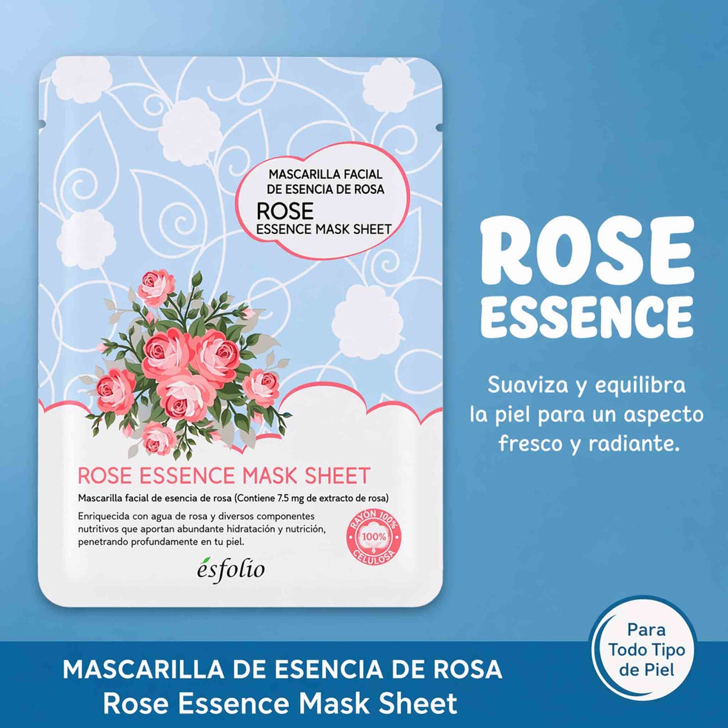 Mascarilla Rose Essence Esfolio Caja Pack de 10 Uni