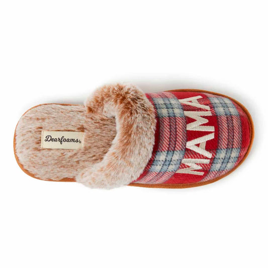 Pantuflas Dearfoams Mama Bear Scuff Red Plaid Para Mujer DEARFOAMS- Dermocosmetica_belleza_online