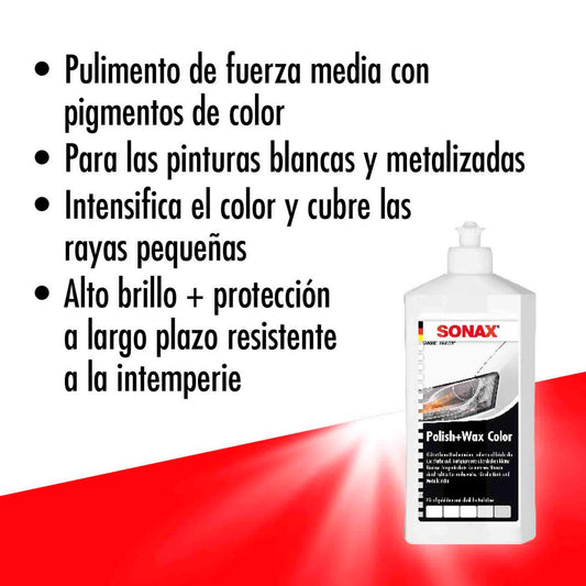 Sonax Polish & Wax Color Blanco 500 ml Abrillantador Automotriz