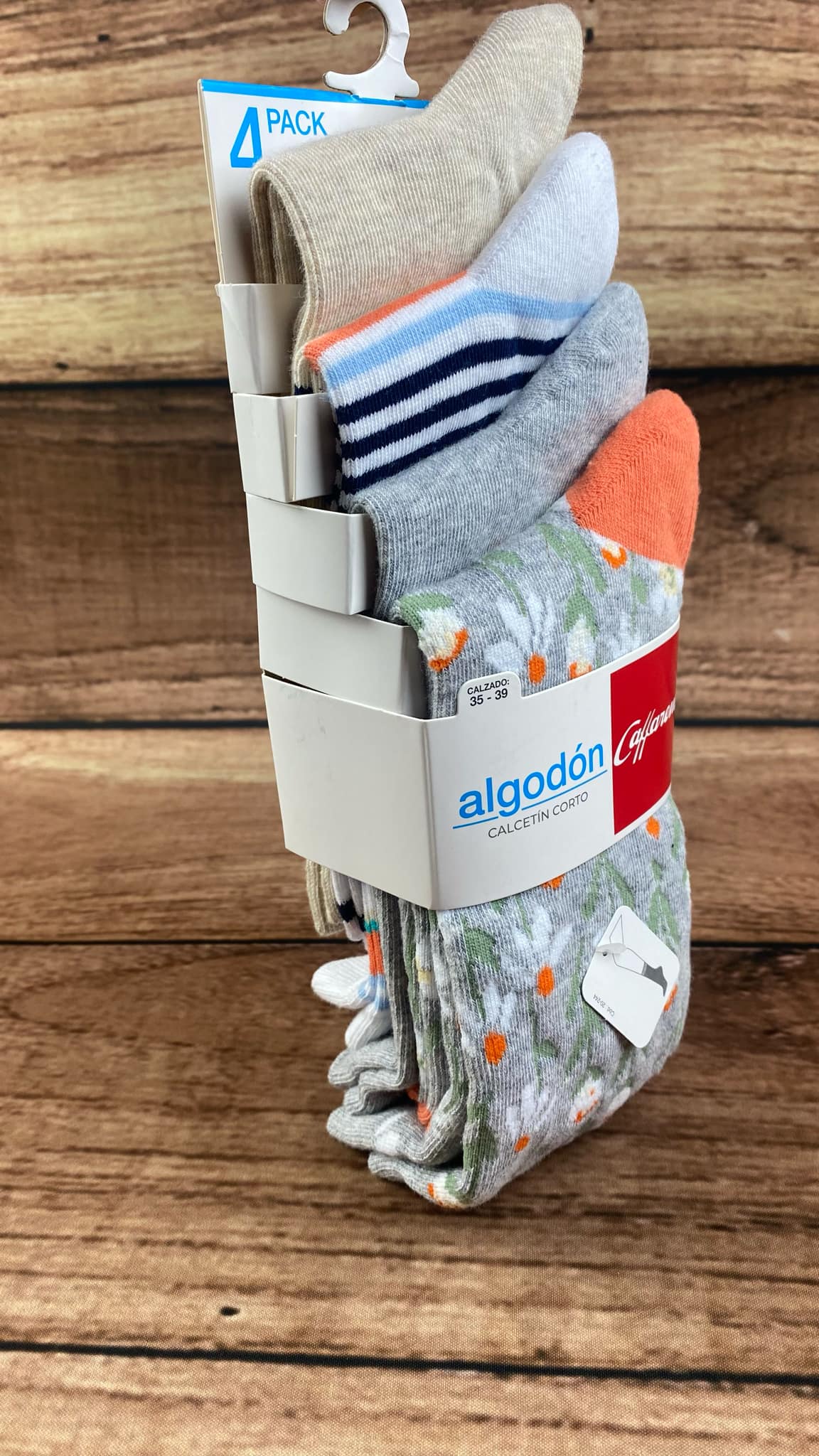 Pack 4 Calcetines Mujer Media Pierna Caffarena Algodón Talla Única 35/39 CAFFARENA- Dermocosmetica_belleza_online