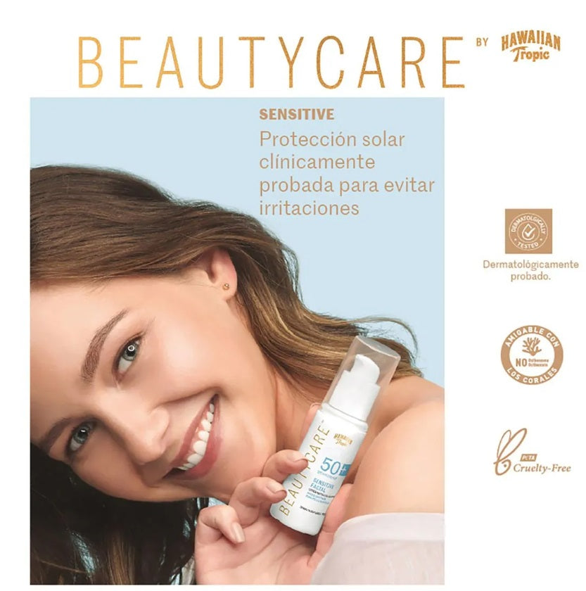 Hawaiian Tropic Beautycare Sensitive Spf50+ Loción Facial Hawaiian Tropic- Dermocosmetica_belleza_online