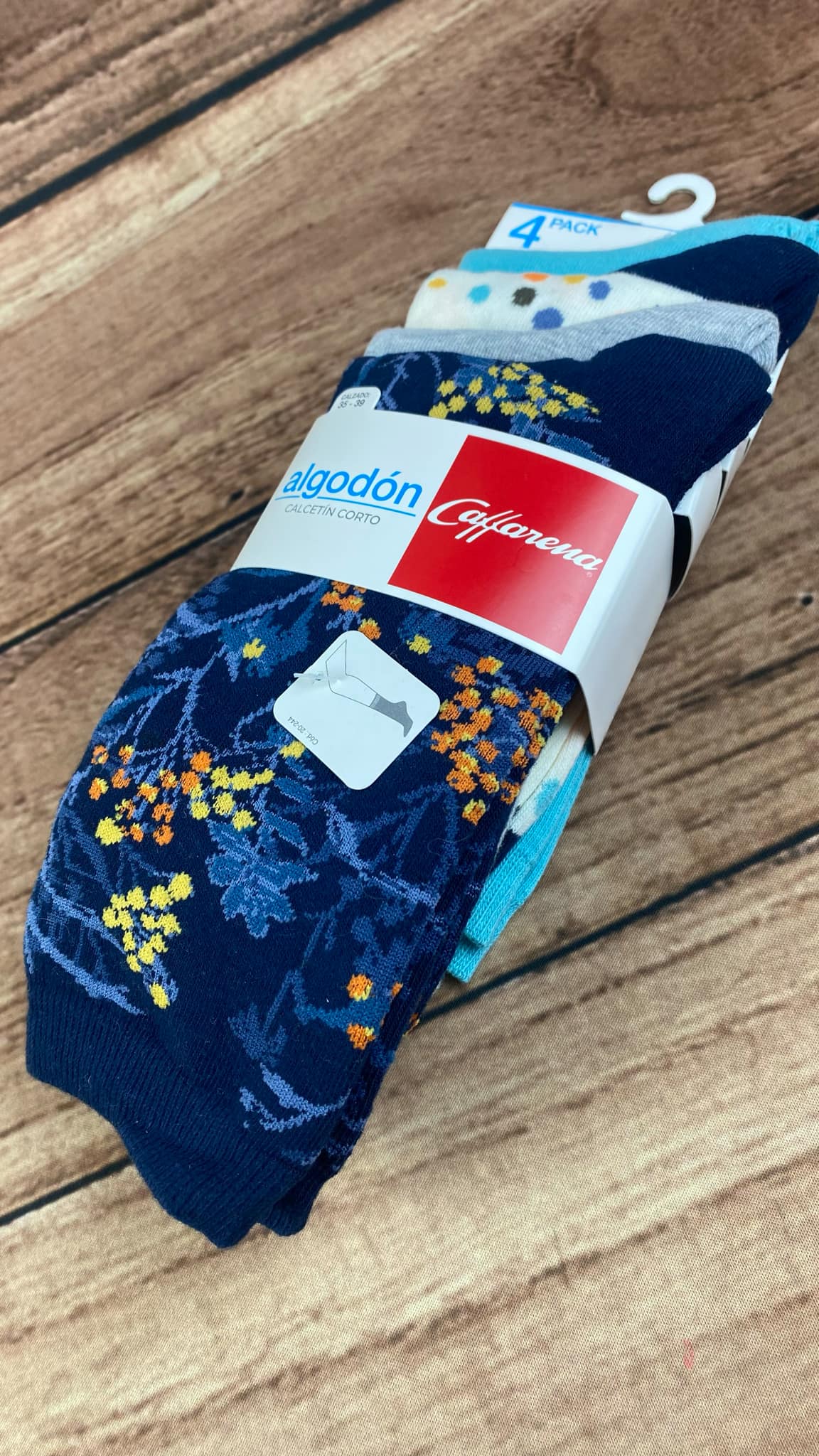 Pack 4 Calcetines Mujer Media Pierna Caffarena Algodón Talla Única 35/39 CAFFARENA- Dermocosmetica_belleza_online