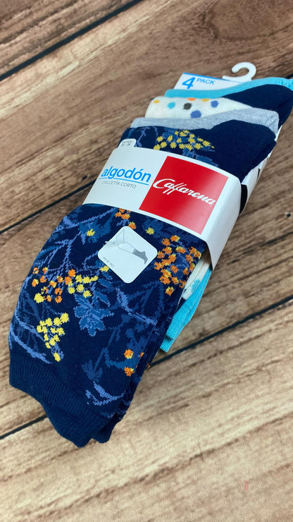 Pack 4 Calcetines Mujer Media Pierna Caffarena Algodón Talla Única 35/39 CAFFARENA- Dermocosmetica_belleza_online
