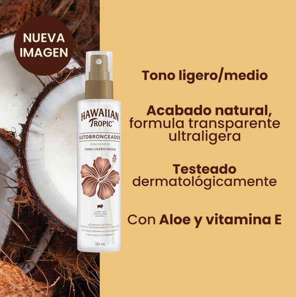 Autobronceante Agua Hawaiian Tropic 190ml Tono Ligero/medio Hawaiian Tropic- Dermocosmetica_belleza_online