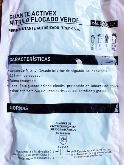 Guantes de Nitrilo Flocado Activex Verde – Protección Profesional con Certificación Europea Active Activex- Dermocosmetica_belleza_online