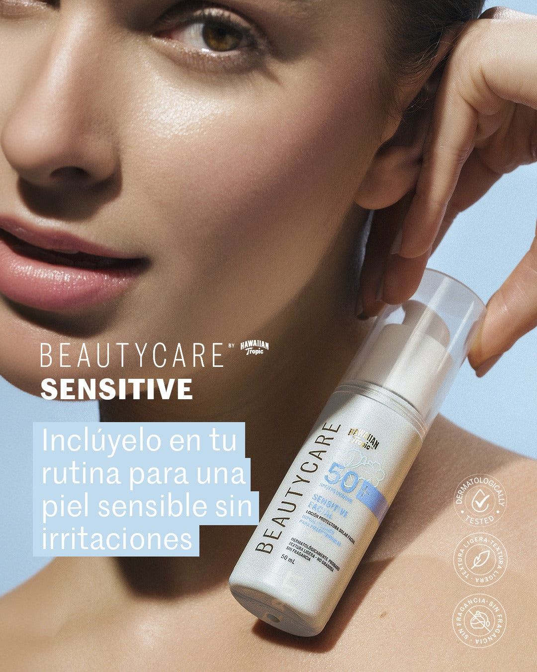 Hawaiian Tropic Beautycare Sensitive Spf50+ Loción Facial Hawaiian Tropic- Dermocosmetica_belleza_online