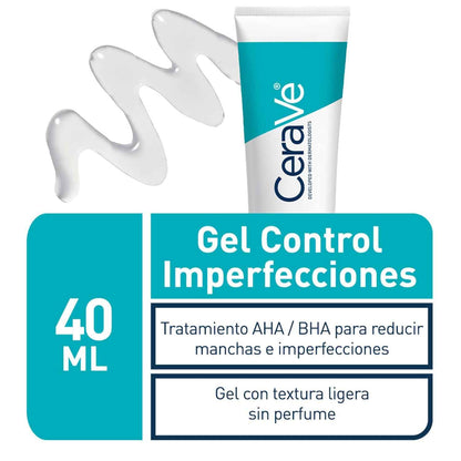 CeraVe Gel Control Imperfecciones 40 ml – Tratamiento Antiacné con AHA/BHA para Piel Grasa o con Brotes CeraVe- Dermocosmetica_belleza_online