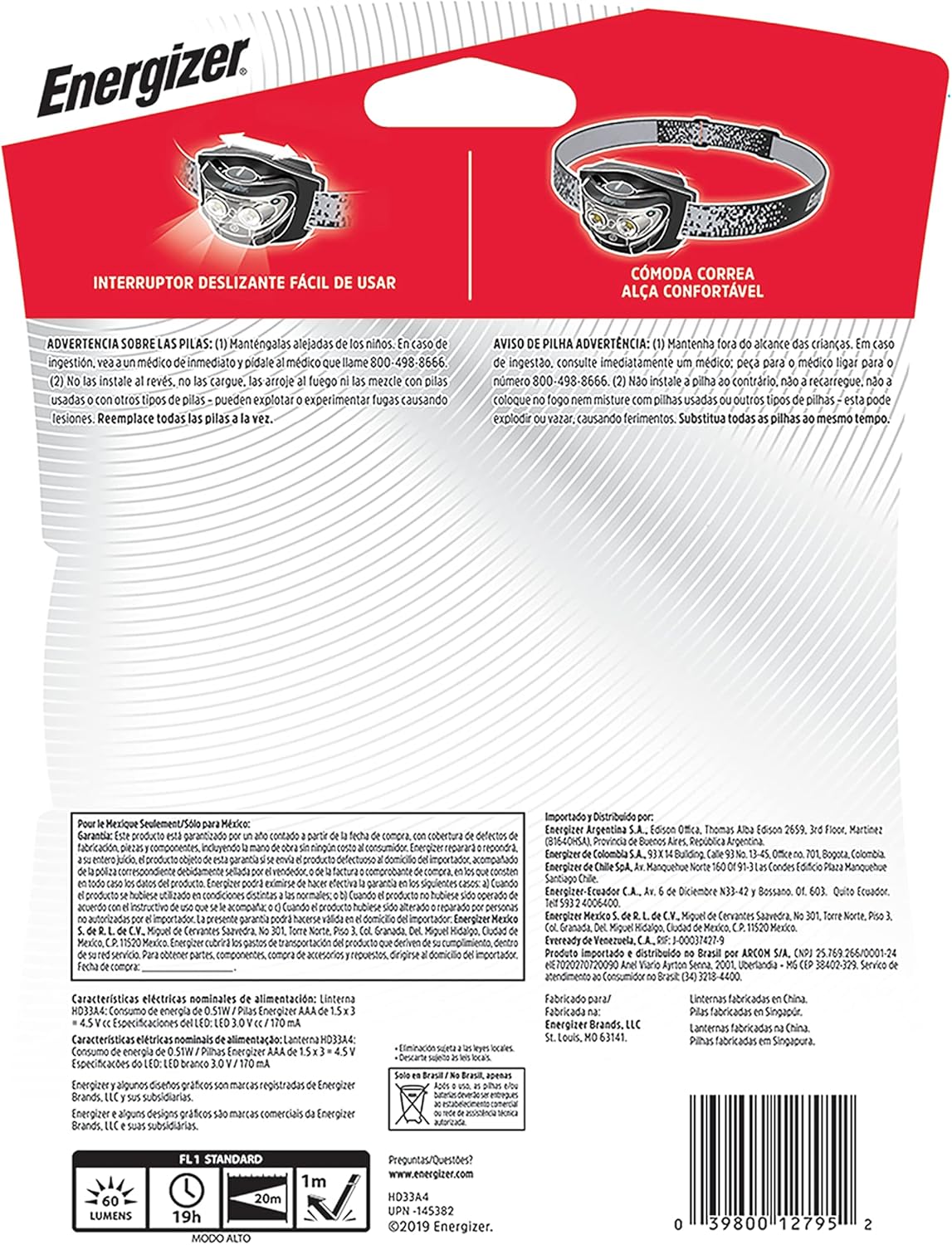 Linterna Manos Libres Energizer Universal 60 Lúmenes – 2 Modos + Pilas Incluidas ENERGIZER- Dermocosmetica_belleza_online