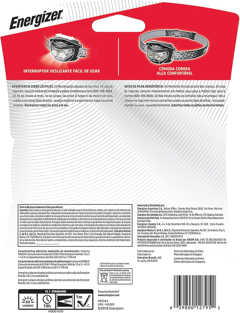 Linterna Manos Libres Energizer Universal 60 Lúmenes – 2 Modos + Pilas Incluidas ENERGIZER- Dermocosmetica_belleza_online