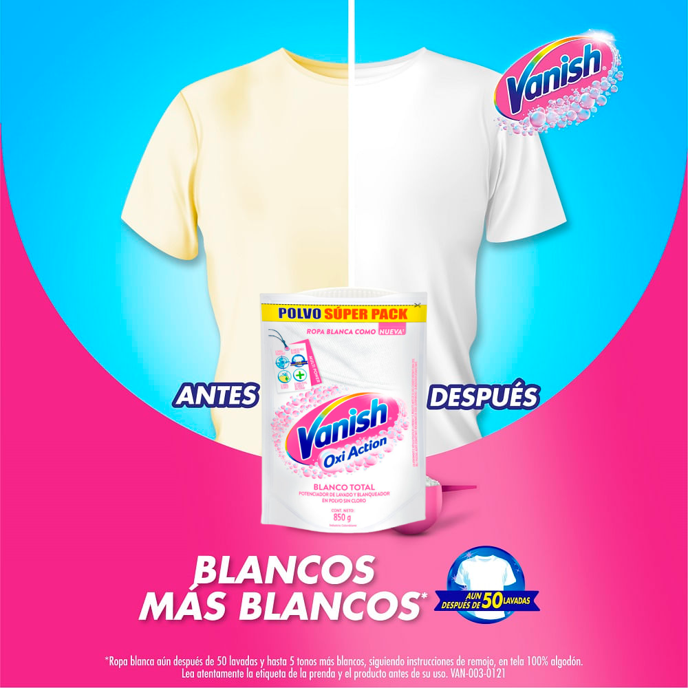 Vanish Oxi Action Blanco Total Recarga 850 Grs