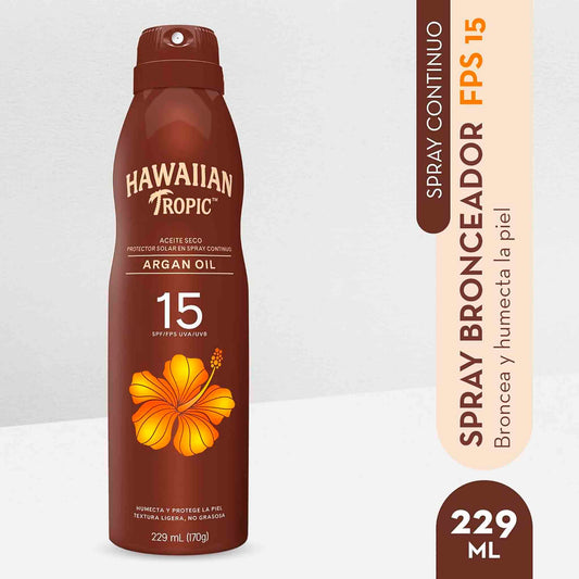 Bronceador en Spray Hawaiian Tropic Argan Oil FPS15 229ml