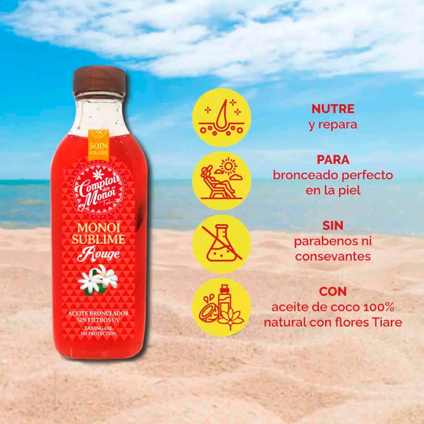 Aceite Bronceador Monoi Sublime Rouge – Comptoir des Monoï 100 ml