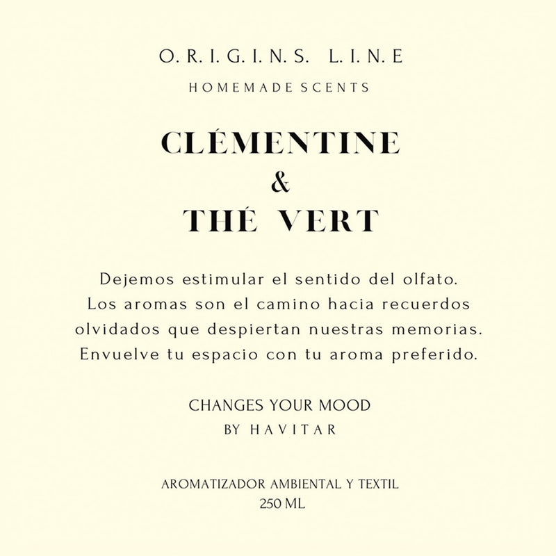 Aromatizador Ambiental Havitar Clementine & Thé Vert 250 ml – Spray Home Refrescante HAVITAR- Dermocosmetica_belleza_online