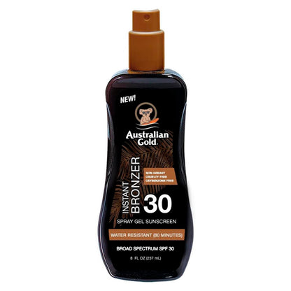 Australian Gold Spray Gel con Instant Bronzer FPS 30 – Protección solar con efecto bronceado inmediato, 237 ml AUSTRALIAN GOLD- Dermocosmetica_belleza_online
