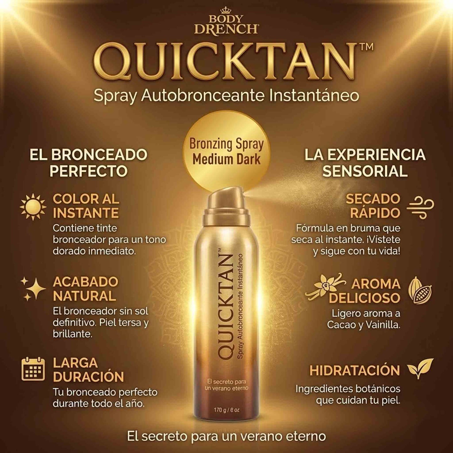 Autobronceante En Spray Body Drench Quick Tan Medium Dark 170Gr