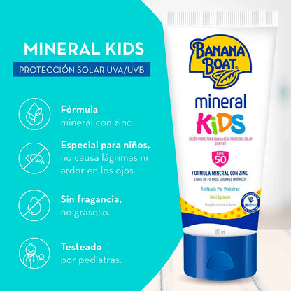 Bloqueador Solar Banana Boat Mineral Kids FPS50 Sin Lagrimas 180 ml