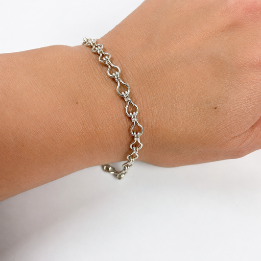 Pulsera Plata 925 Eslabones Ondulados Mujer 19cm 7,92g