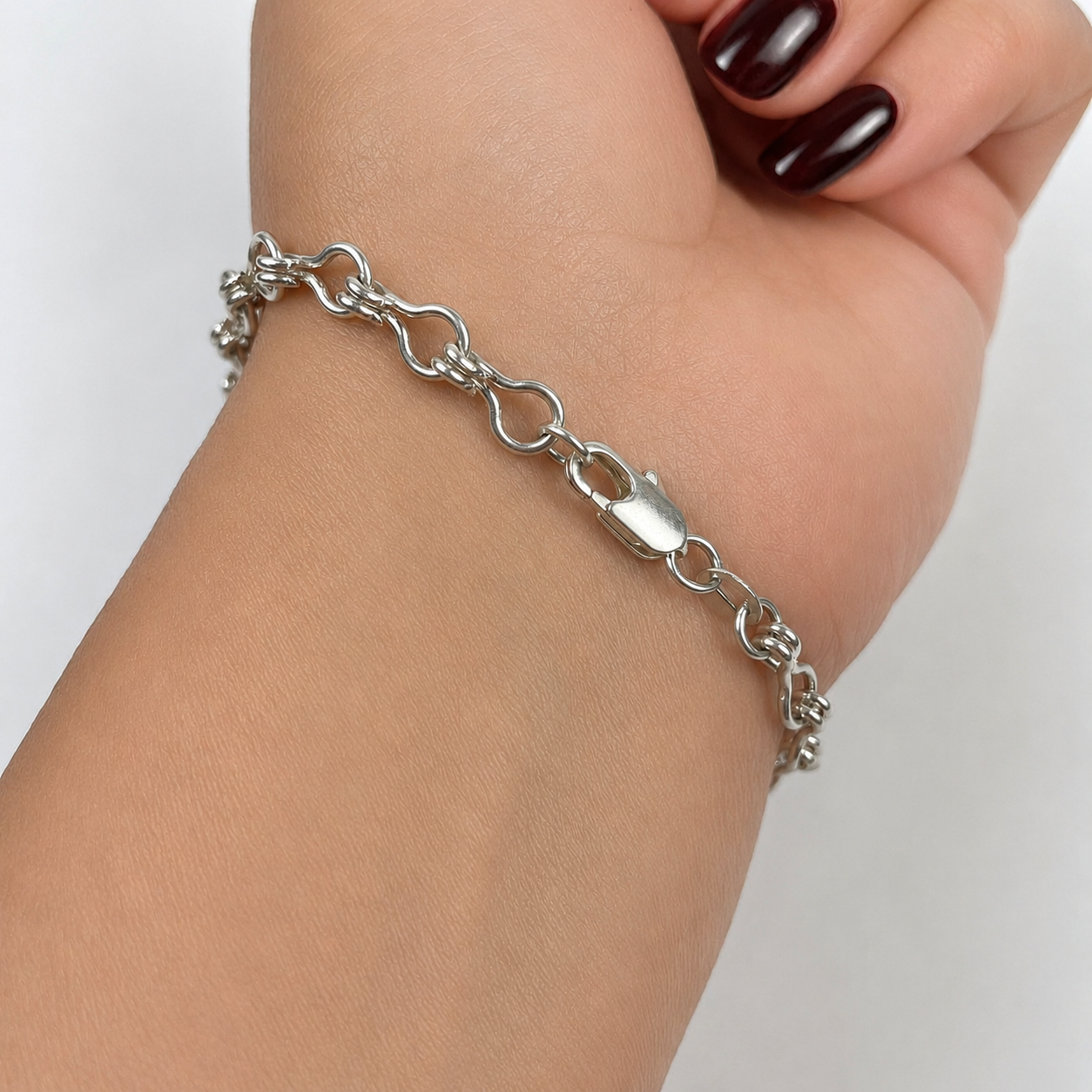Pulsera Plata 925 Eslabones Ondulados Mujer 19cm 7,92g