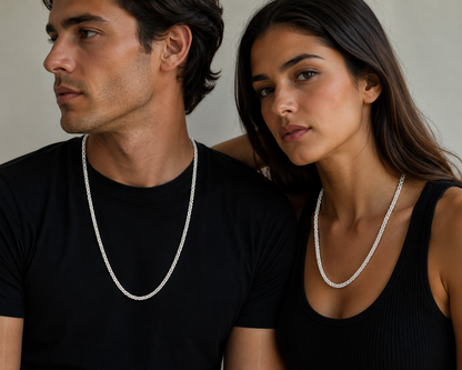 Cadena de Plata 925 Unisex Tejido Cilíndrico 58cm 15,26g