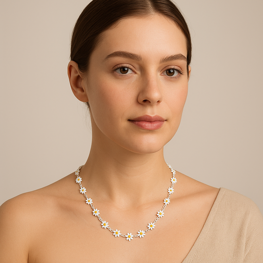 Collar Margarita Pura Plata 925 Esmaltado – 60 cm / 15,83 g IMAGEN FUTURA- Dermocosmetica_belleza_online