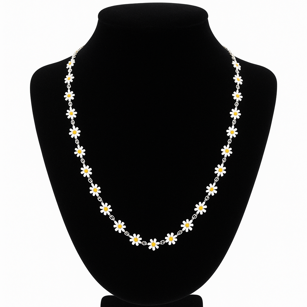 Collar Margarita Pura Plata 925 Esmaltado – 60 cm / 15,83 g IMAGEN FUTURA- Dermocosmetica_belleza_online