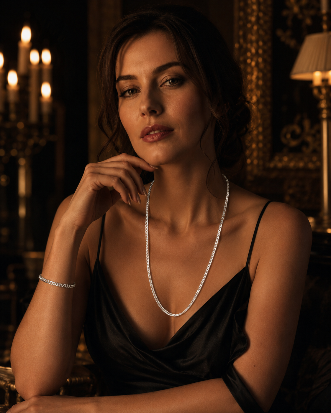Set Collar Y Pulsera Grumet Plata 925 Unisex 22,15g