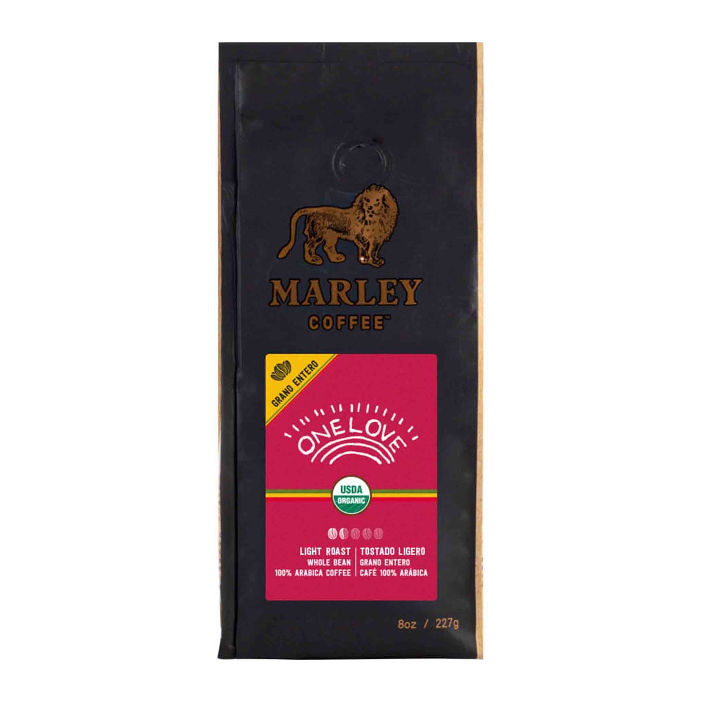 Café Marley Coffee One Love grano entero orgánico tostado ligero