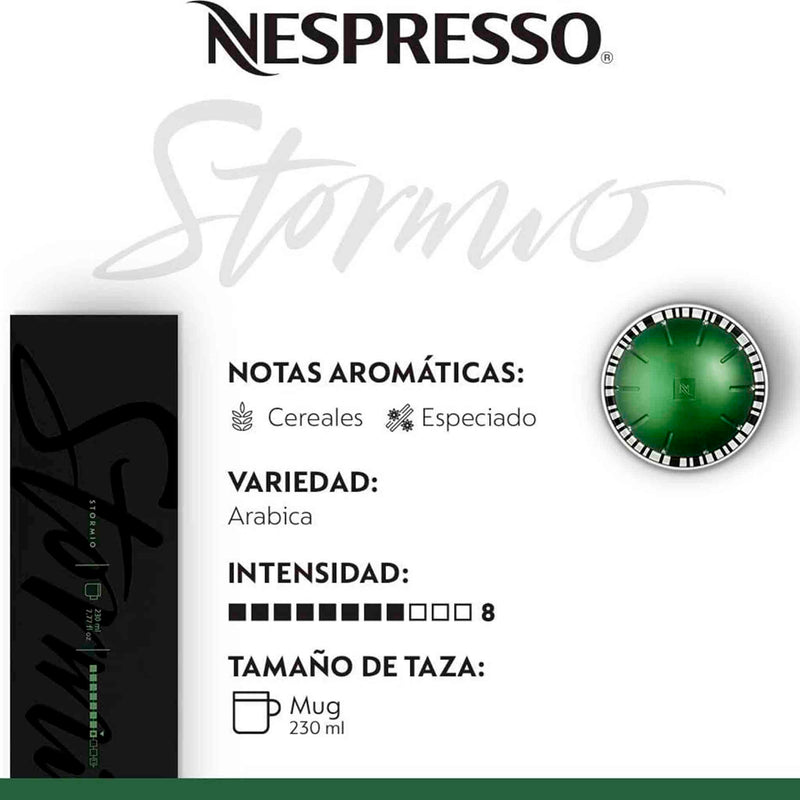 Cápsulas de Café Nespresso Vertuo Stormio – 10 Unidades