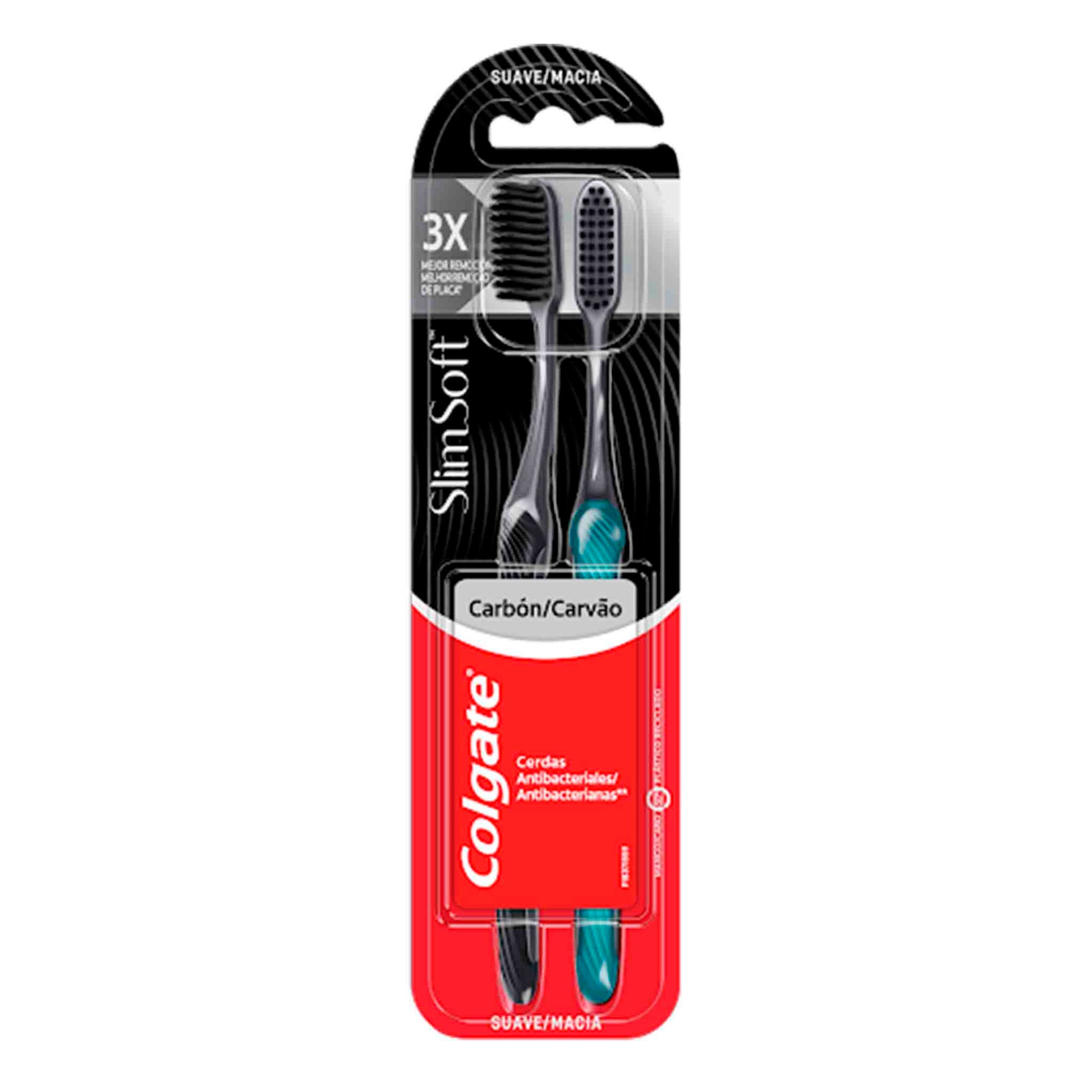 Cepillo Dental Colgate Slimsoft Black – Pack de 2 Unidades con Cerdas Ultra Delgadas COLGATE- Dermocosmetica_belleza_online