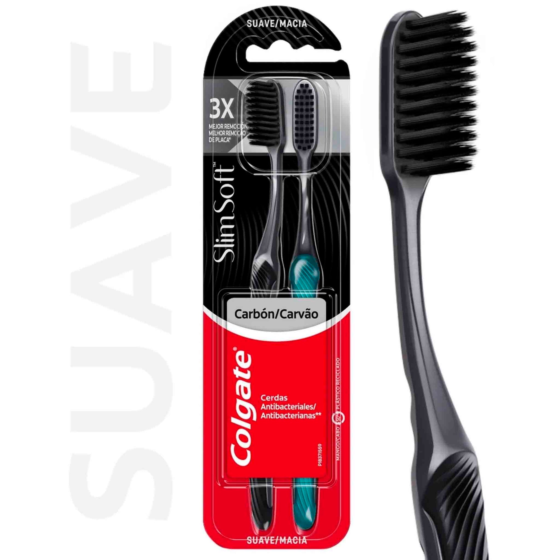 Cepillo Dental Colgate Slimsoft Black – Pack de 2 Unidades con Cerdas Ultra Delgadas COLGATE- Dermocosmetica_belleza_online