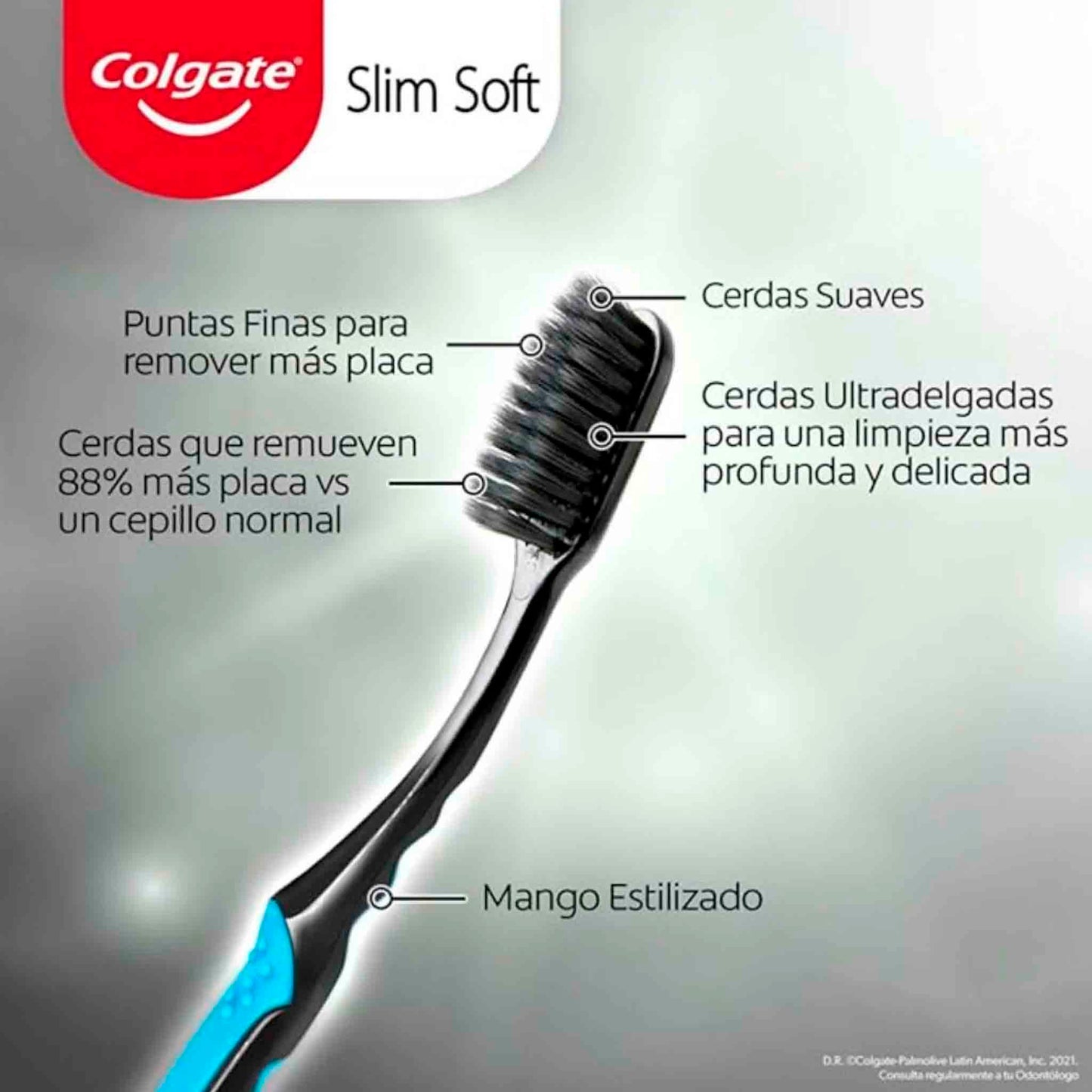 Cepillo Dental Colgate Slimsoft Black – Pack de 2 Unidades con Cerdas Ultra Delgadas COLGATE- Dermocosmetica_belleza_online